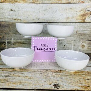 Berkley Jensen White Embossed Hobnail Porcelain Dessert Fruit Oatmeal Bowl Set 4